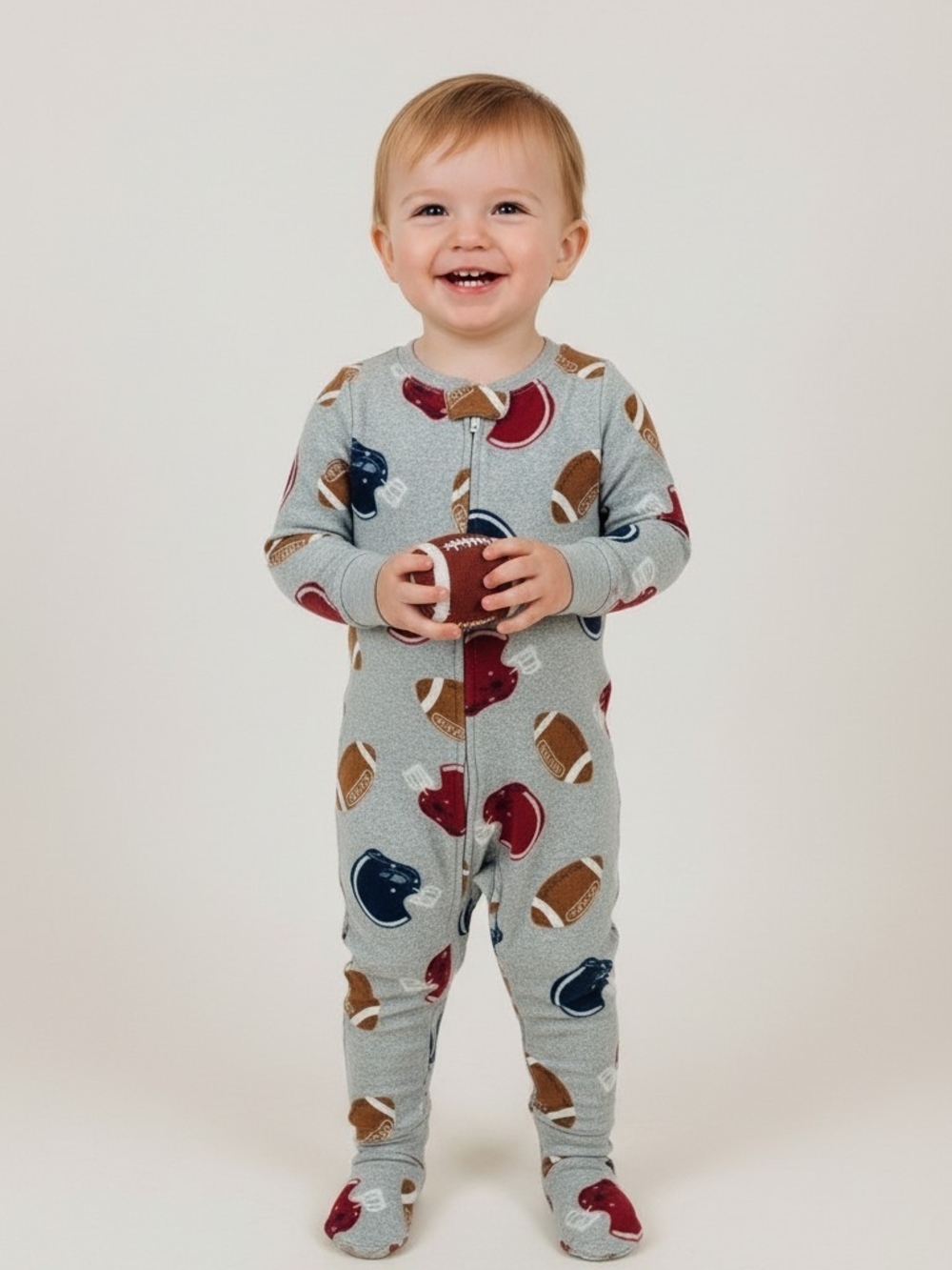 Carter's Footed Pajamas With Zipper. Football Themed Size 2T
